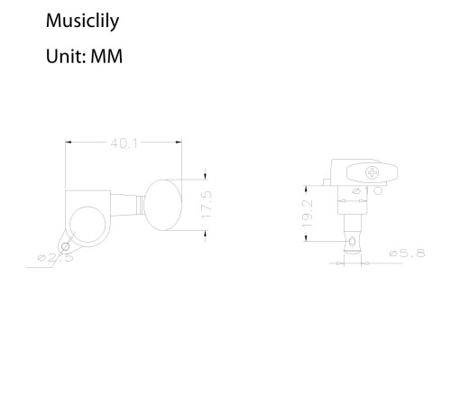 Колки MUSICLILY MX0692-3M0693-3 для гитары 3+3, хром