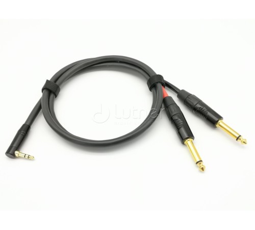 Кабель ZZCABLE G56-3.5R-2J-0100-0 мини-джек стерео угловой - джек, джек 1 м