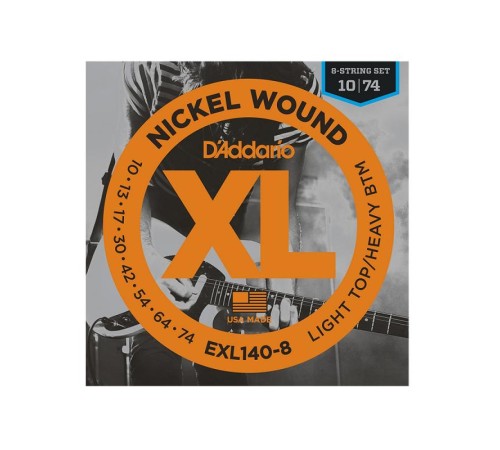 Струны D'ADDARIO EXL140-8 10-74 для 8-стр.электрогитары