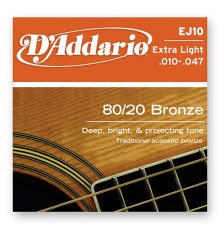 Струны для акустической гитары D'ADDARIO EJ10 10-47