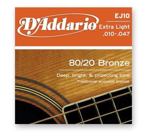 Струны для акустической гитары D'ADDARIO EJ10 10-47