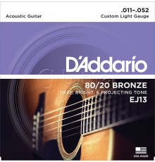 Струны для акустической гитары D'ADDARIO EJ13 11-52 