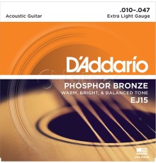 Струны для акустической гитары D'ADDARIO EJ15 10-47
