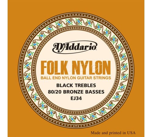 Струны для классической гитары D'ADDARIO EJ34 Folk Nylon 