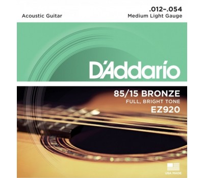 Струны D'ADDARIO EZ920 12-54 бронза для акустической гитары
