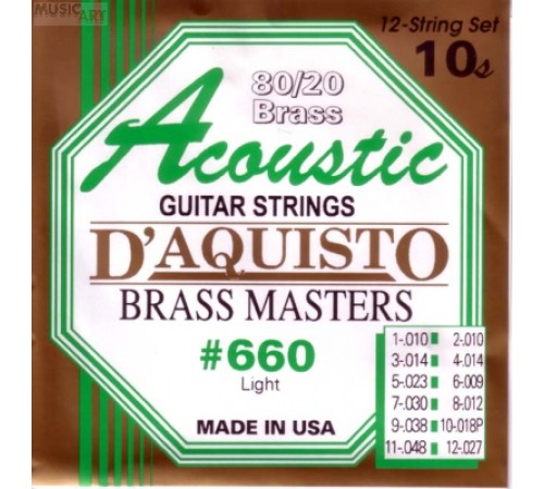 Струны D'AGUISTO 660L бронза для 12-струнной акустической гитары