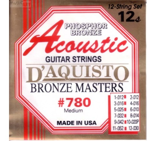 Струны D'AQUISTO 780M фосфор/бронза для 12-струнной акустической гитары
