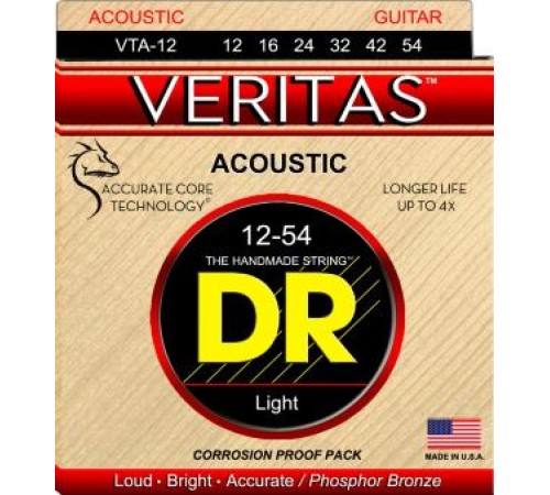 Струны DR Veritas VTA12 12-54 фосфор.бронза для акустической гитары