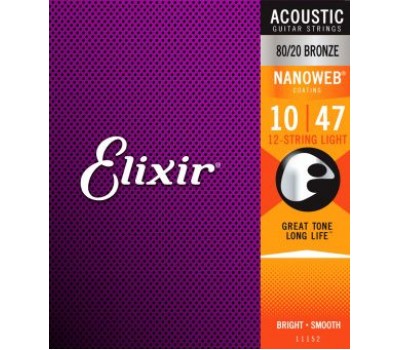 Струны ELIXIR 11152 NanoWeb 10-47 бронза д/12-стр.гитары
