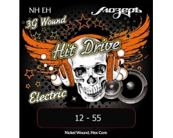 Струны МОЗЕРЪ NH-EH Extra Heavy Hit Drive 12-55 для электрогитары. никелированная навивка