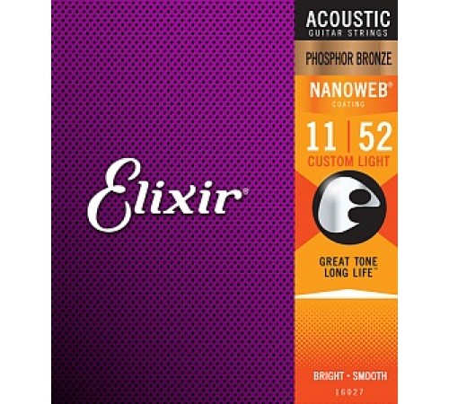 Струны ELIXIR 16027 NanoWeb 11-52 Phos Bronze д/ак.гитары