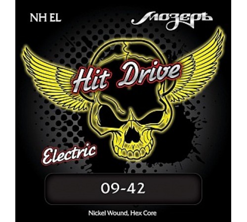 Струны МОЗЕРЪ NH-EL Hit Drive Extra Light 9-42 для электрогитары. никелированная навивка