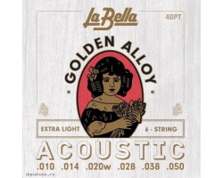 Струны LA BELLA 40PT 10-50 Golden Alloy для акустической гитары