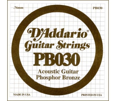 Струна D'ADDARIO PB030 д/акуст.гитары фосф.бронза