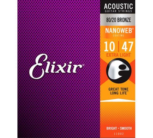 Струны ELIXIR 11002 NanoWeb 10-47 бронза д/ак.гитары