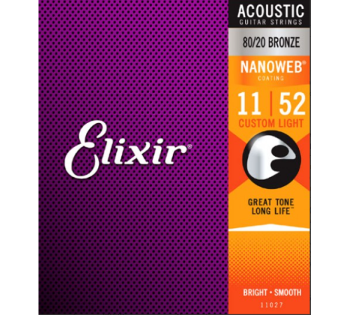 Струны ELIXIR 11027 NanoWeb 11-52 бронза д/ак.гитары