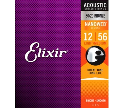 Струны ELIXIR 11077 NanoWeb 12-56 д/ак.гитары