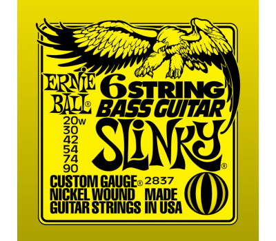 Струны ERNIE BALL 2837 20-90 никелированная навивка для 6-струнной бас-гитары