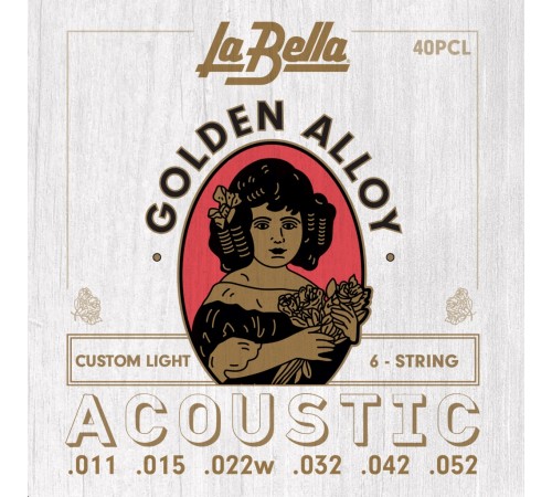 Струны LA BELLA 40PCL 11-52 Golden Alloy для акустической гитары