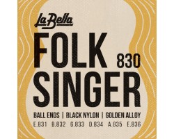 Струны LA BELLA 830 Folksinger нейлон black/gold ball end для классической гитары