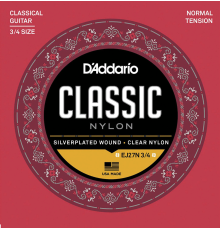 Струны D'ADDARIO EJ27N 3/4 д/кл.гитары нейлон серебро normal tension