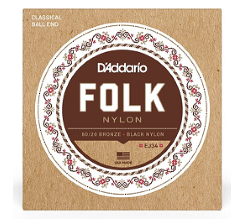 Струны для классической гитары D'ADDARIO EJ34 Folk Nylon