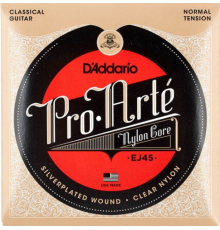 Струны D'ADDARIO EJ45 ProArte нейлон clear/silver среднего натяжения для классической гитары