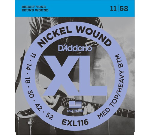 Струны D'ADDARIO EXL116 11-52 никелированная навивка для электрогитары Струны D'ADDARIO EXL116 11-52 никелированная навивка для электрогитары