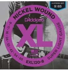 Струны для 8-струнной электрогитары D'ADDARIO EXL120-8 9-65 