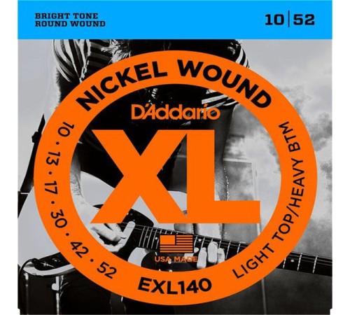 Струны D'ADDARIO EXL140 10-52 никелированная навивка для электрогитары