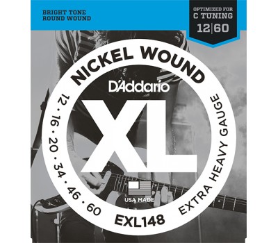 Струны D'ADDARIO EXL148 12-60 для электрогитары никелированная навивка