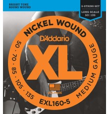 Струны для бас -гитары D'ADDARIO EXL160-5 XL 50-135 Long-Medium 