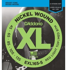 Струны для 5-струнной бас-гитары D'ADDARIO EXL165-5 XL 45-135 Long