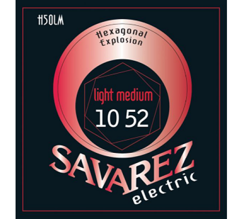 Струны SAVAREZ H50LM Hexagonal Explosion Light Medium 10-52 для электрогитары никелированная навивка