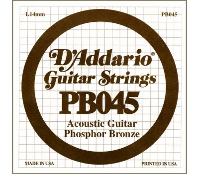Струна D'ADDARIO PB045 д/акуст.гитары фосф.бронза