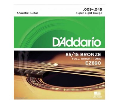 Струны D'ADDARIO EZ890 9-45 бронза для акустической гитары